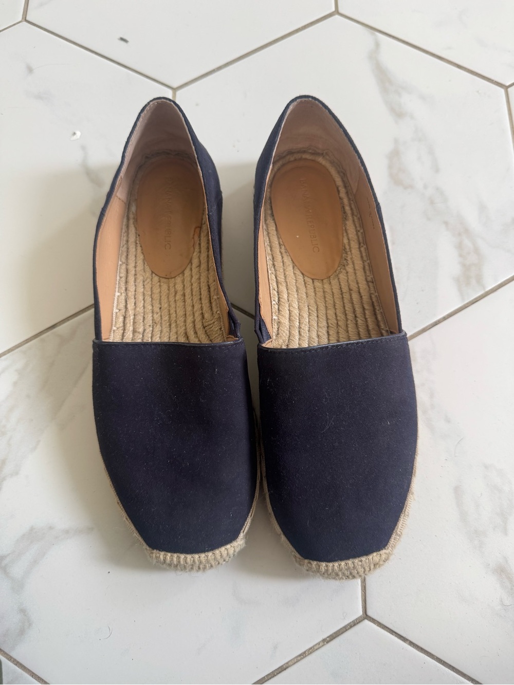 Banana Republic Navy Perforated Espadrille Slip-Ons - Picture 3 of 11